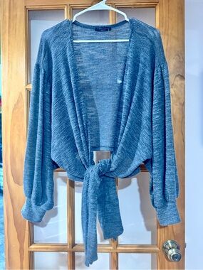Final Touch grey Tie-Front Open Cardigan